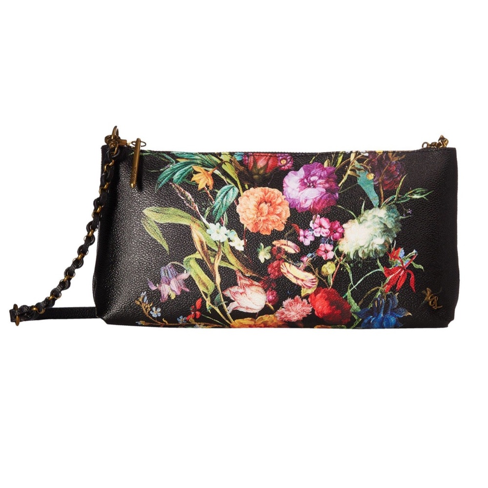 Elliot Lucca Artisan 3 Way Black Autumn Floral Botanica Demi Clutch Crossbody